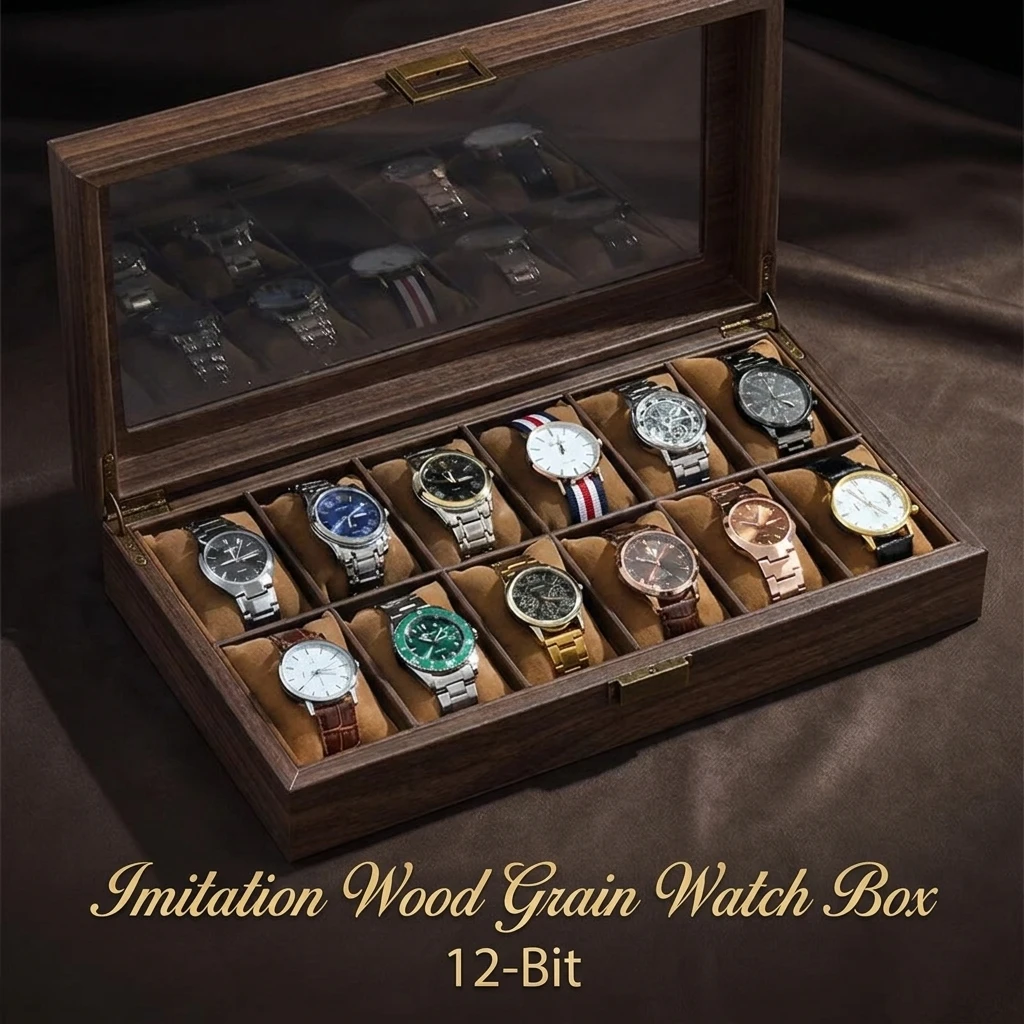 12Slots Eco-Friendly Leather Classic Best Selling Style Dust-Proof Watch Storage Display Box With Lock Transparent Window Watch Box