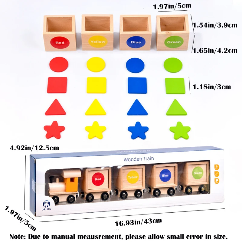 Wooden Magnetic Train Set, Early Educational Toys For Kids, Color And Shape Sorting Game, Fine Motor Skills Development Toy