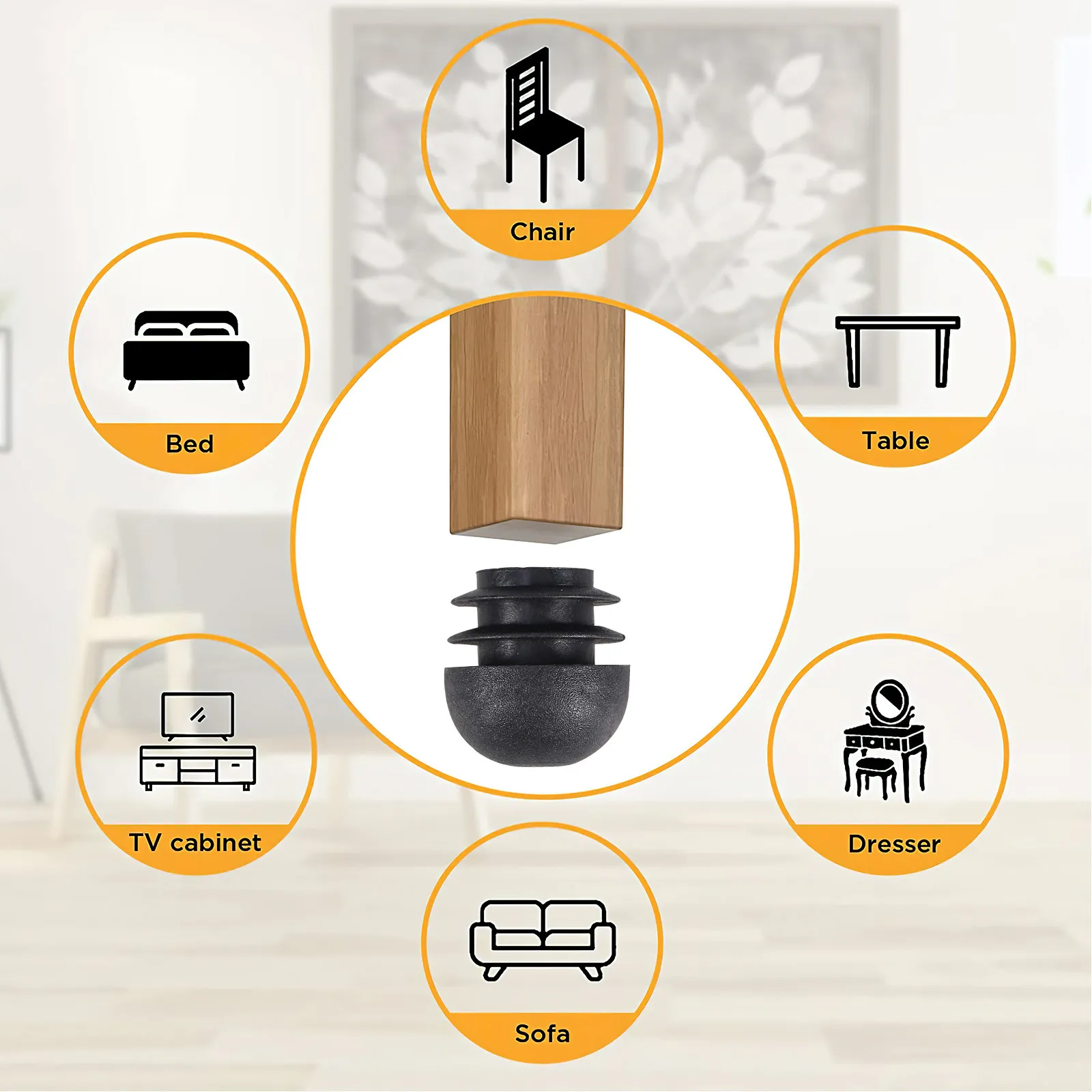 100Pcs Plastic Chair Leg Caps Round Tube Inserts Sturdy Non-Deformable Floor Protectors for Chairs Tables Ladders Shelves