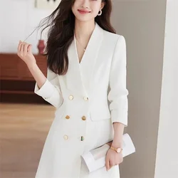 White Professional Suit Dress for Women in Spring and Autumn 2025 New Style With High-end Temperament and Formal Dress for Women