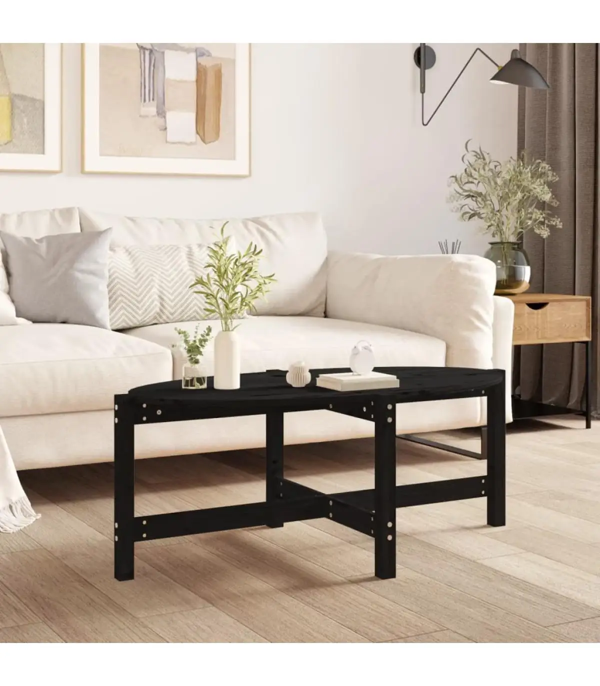 Coffee table Black Pine solid wood coffee table 118x63x45 cm