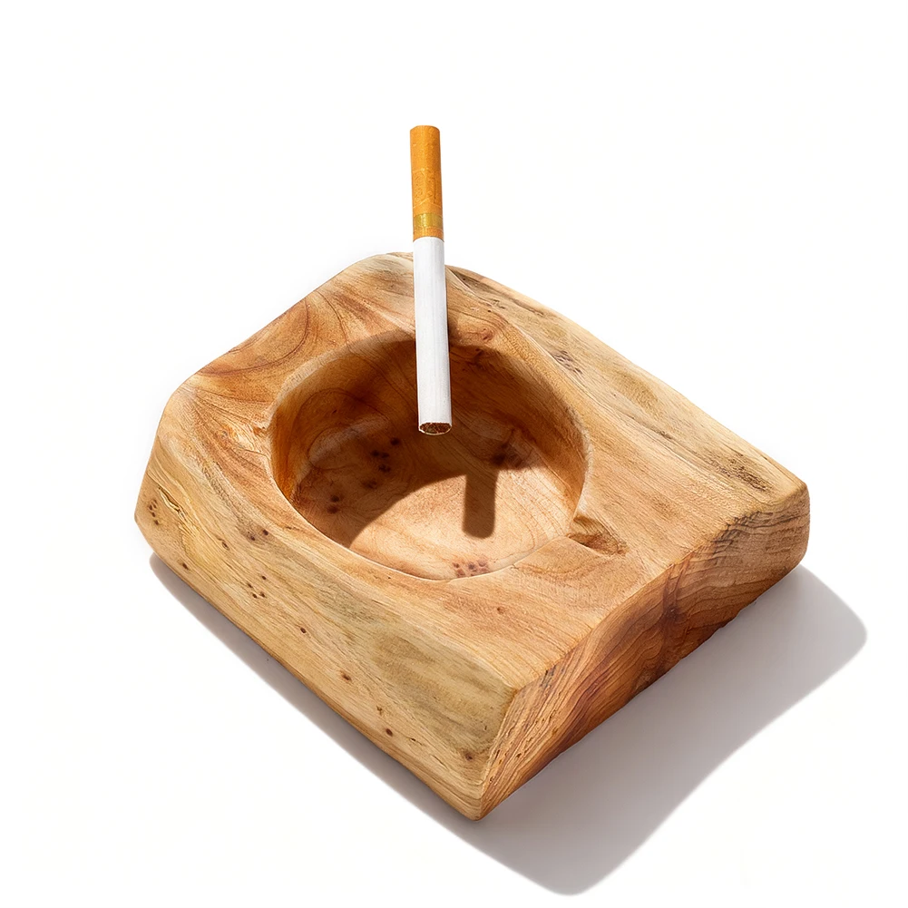 Irregular Wooden Cigar Ashtray 2 Slots Cigarette Holder Ash Tray Smoking Accessories Gift for Men Cigar Smoker Lover Table Decor