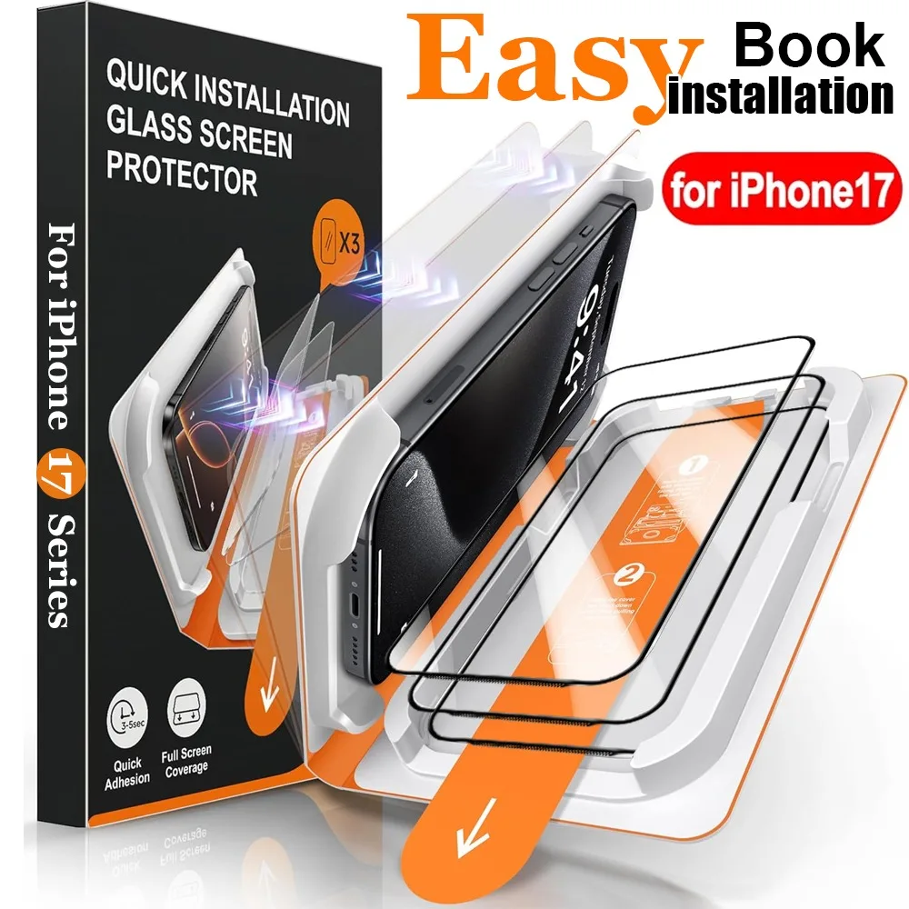 Easy Installation Screen Protector For iPhone 17 Pro Max/17 Pro/17 Air HD Tempered Glass Anti-scratch Films with Ultra Fit Tray