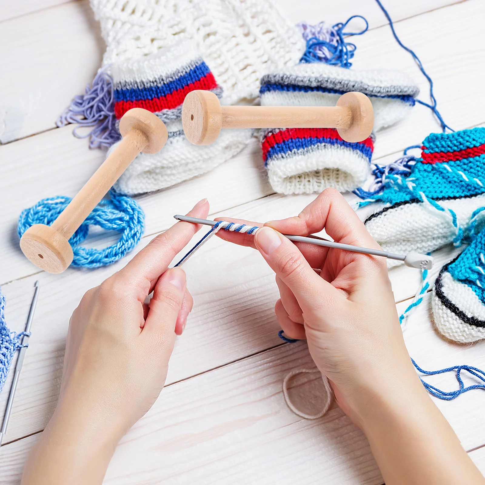 

4Pcs Unfinished Wooden Spools Large Empty for Crafts DIY Sewing Thread Yarn Holder Durable Lightweight Portable