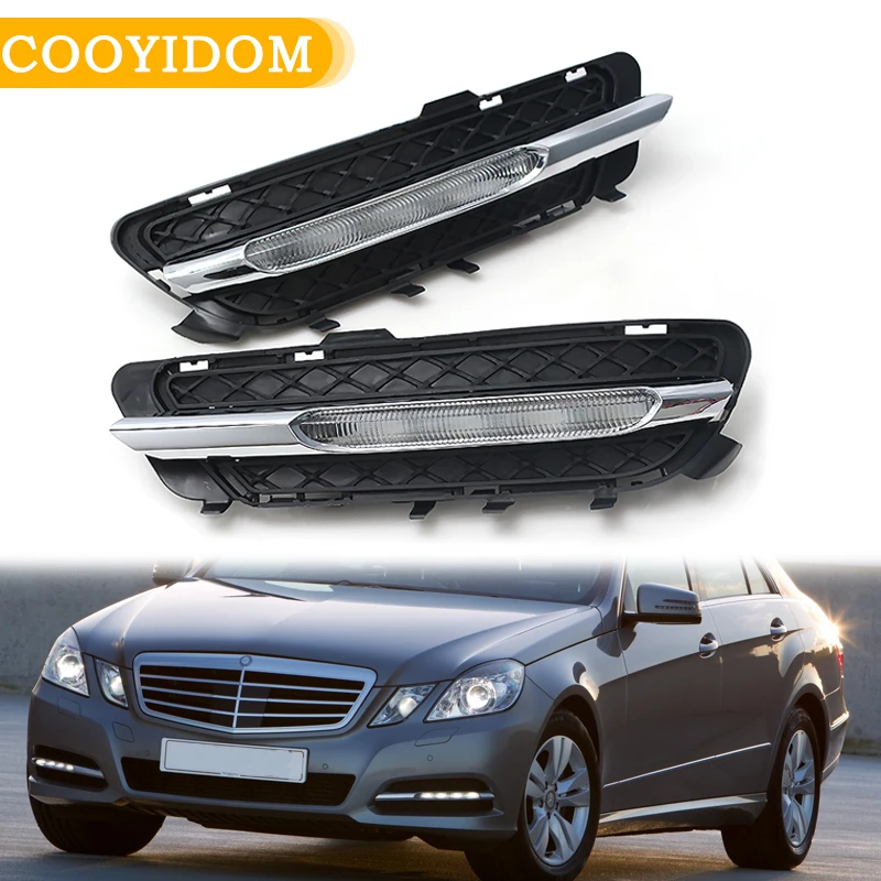 

Car Front LED Daytime Running Lights DRL For Mercedes Benz WE-CLASS W212 2009 2010 2011 2012 2128851574 2128851674 Fog Light