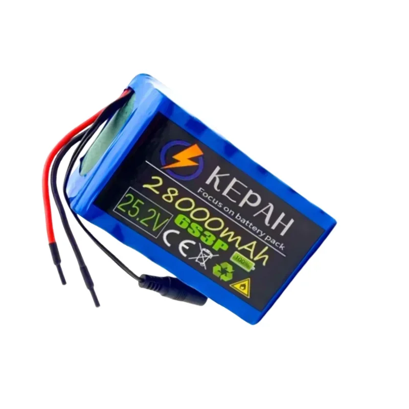 Batería de litio para bicicleta eléctrica pila de 25,2V 28.0Ah 6S3P Customizable link plug 18650, 25,2V 28000mAh 2.52V Charger