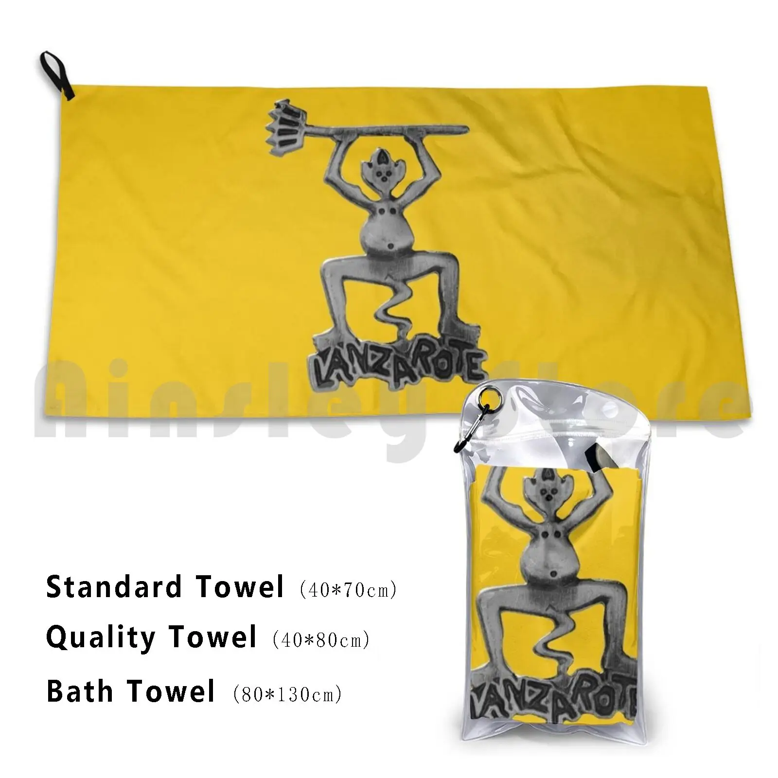 Lanzarote Devil Custom Towel Bath Towel Icimages Lanzarote Canary Islands Island Lanza Devil Logo Symbol