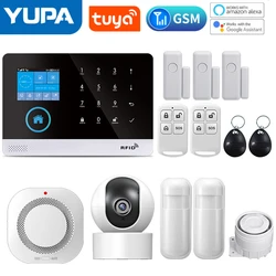 Tuya-sistema de alarma de seguridad para el hogar, intercomunicador inalámbrico con Wifi, GSM, aplicación de Control remoto, Autodial con cámara 1080IP y Sensor de puerta