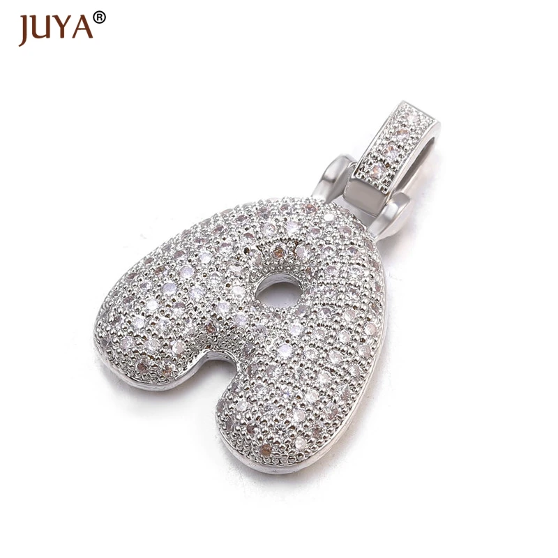 Juya 12 Letters Charms Jewelry Accessories Zirconia Pendants Necklace Bracelet Making Supplies Jewelry for Women Men Materials