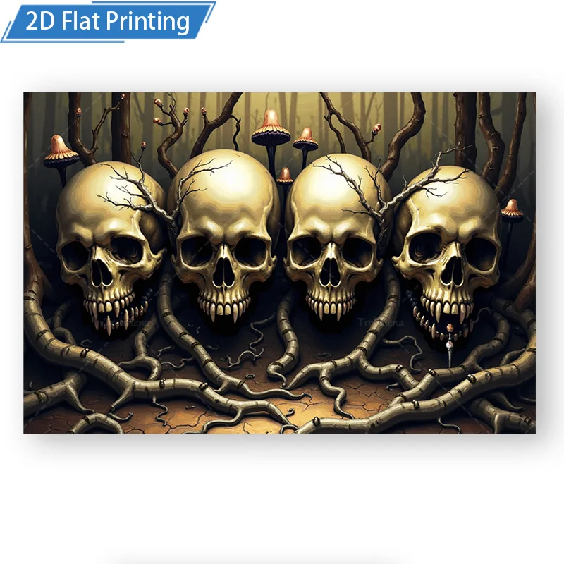 1pc Wall Tapestry Halloween Skulls Forest Wall Tapestry, Dark Gothic Art Decor for Home