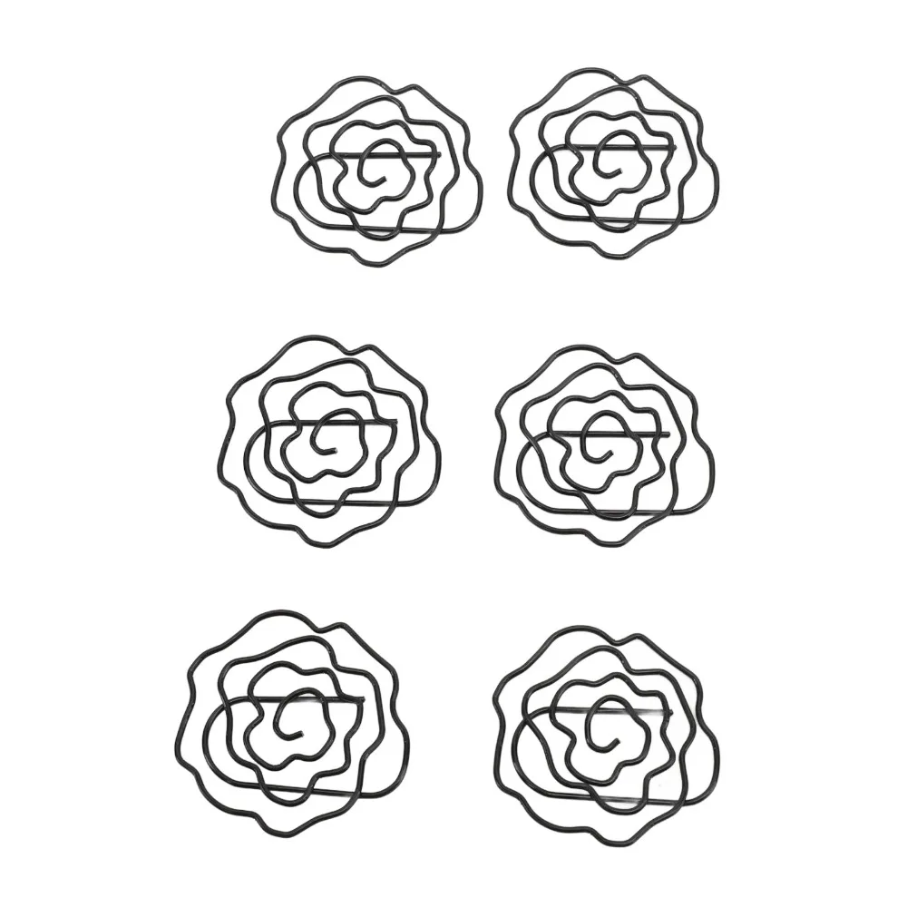 

50Pcs Rose Shaped Rose Shaped Paper Clips 32*32mm Black Decorative Paper Clips Decorative Multipurpose Flower Shaped Paper Clips