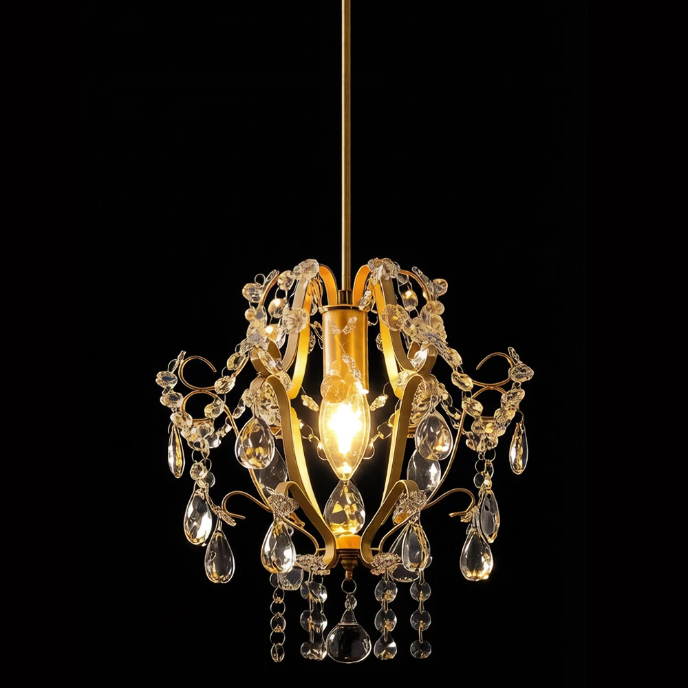 

Brass and Crystal Chandelier Mini Pendant Light for Bedroom Living Room Hallway