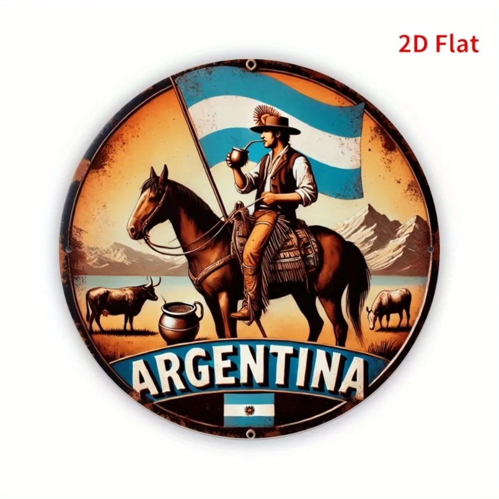 لوحة فنية جدارية ثنائية الأبعاد لموضوع البراري الأرجنتيني - تتميز بشاي رعاة البقر والمعلم |   مثالية للمطاعم الأرجنتينية والمنازل |   هدية فريدة"