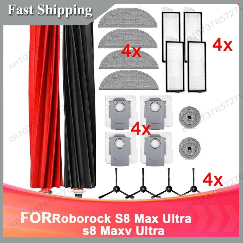 

-A99Z Запасные части для пылесоса Roborock S8 Max Ultra/S8 Maxv Ultra, комплект аксессуаров HEPA-фильтры, мешки для пыли