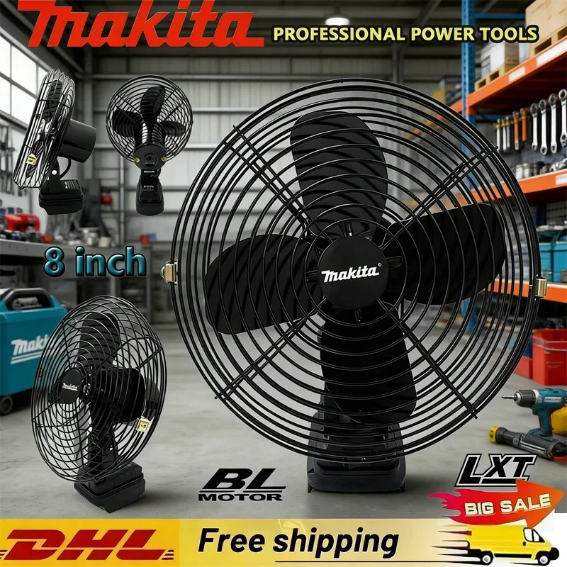 

Makita Desktop Portable Metal Fan 8 Inches Wireless Outdoor Fishing Camping Fan Strong Wind Fan Fit Makita 18V 20V Battery