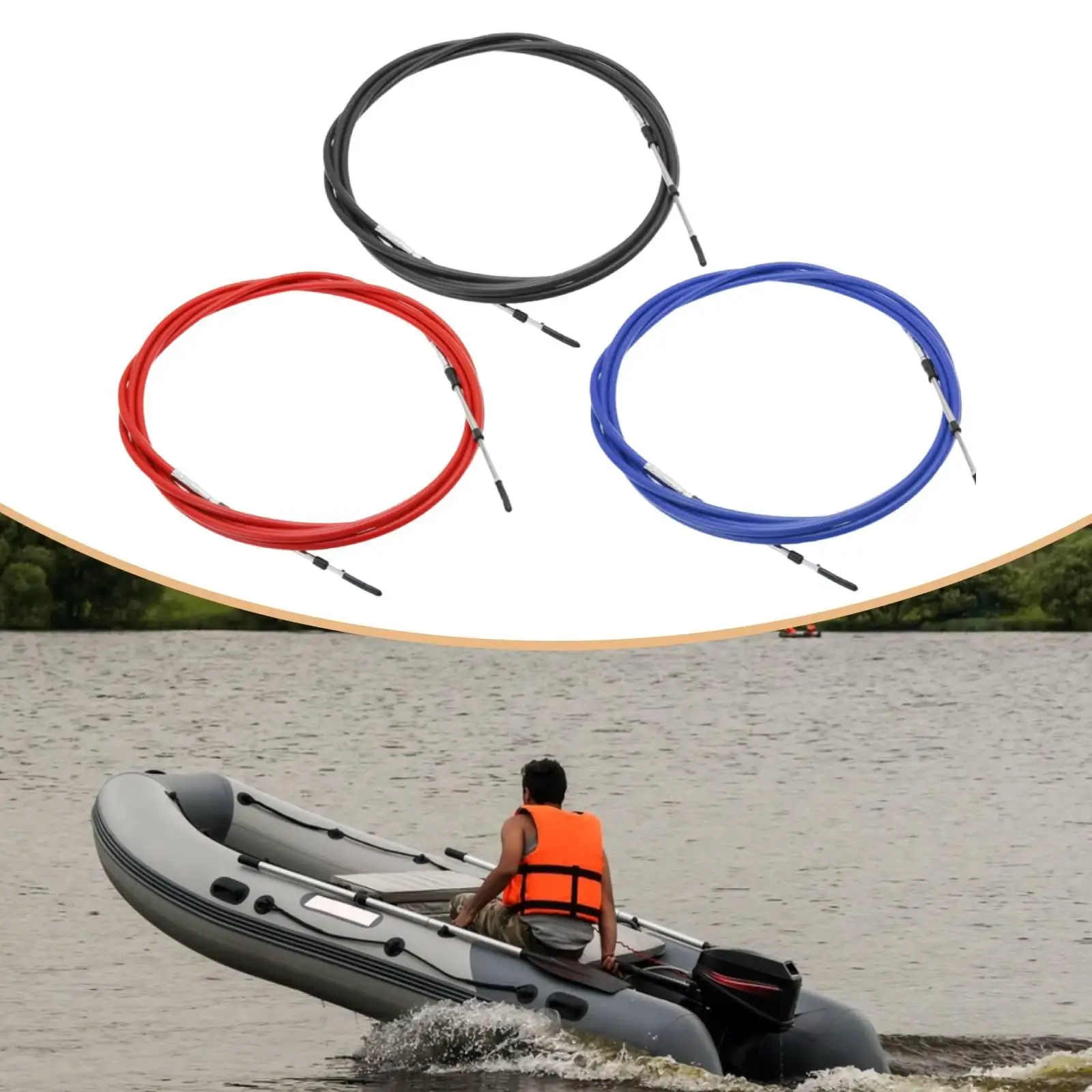 Stainless Steel Boat Throttle Equipment Control Cable Marine Hardware for Watercraft Sailing and Rowing