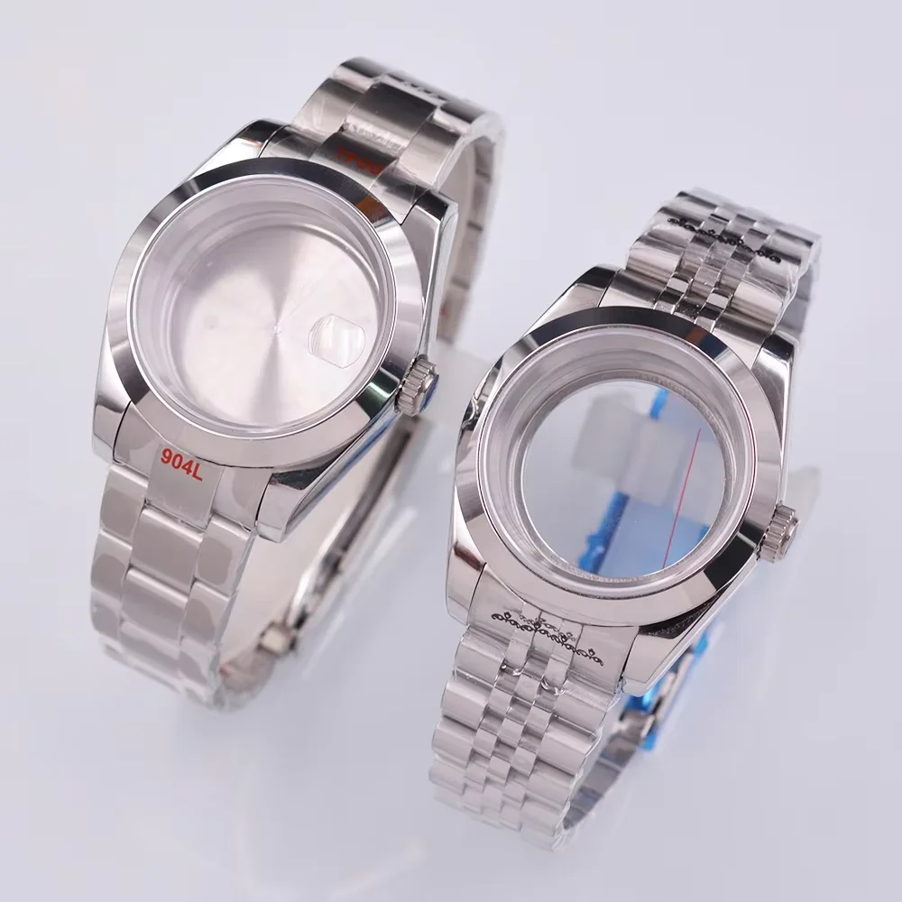 

36mm/39mm sapphire glass watch case fit NH35 NH36 ETA2824 2836 DG2813 3804 Miyota 8205 8215 821A movement steel bracelet