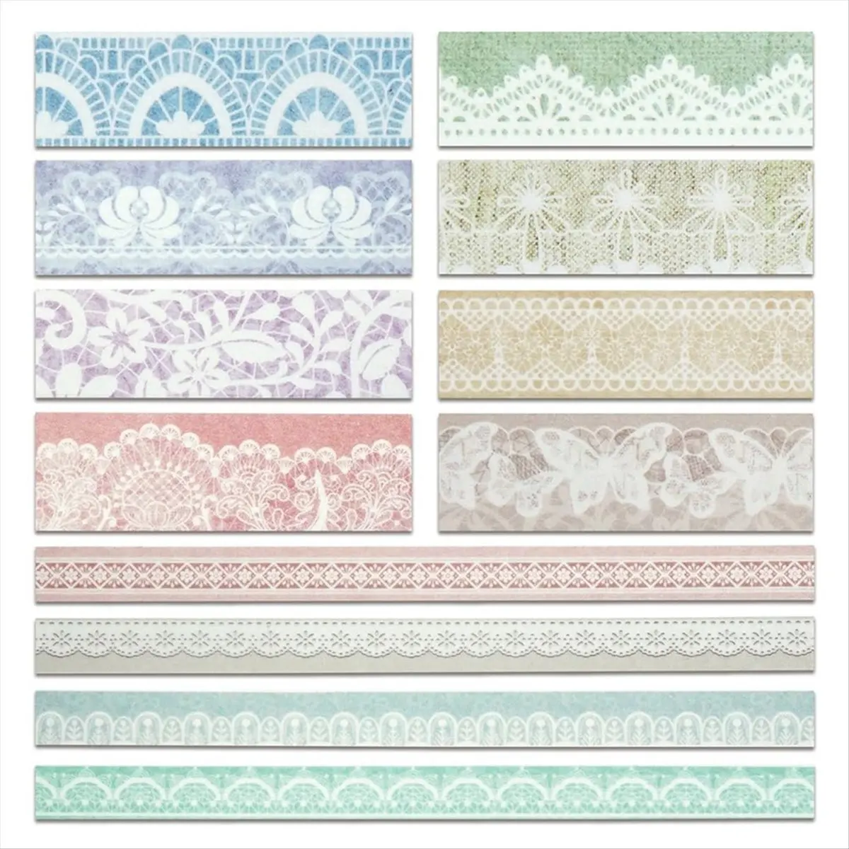 A13M Lace Patterns Washi Tape Set 12 Rolls, Decorative Paper Sticker for Planner Scrapbook Journal DIY Arts Craft