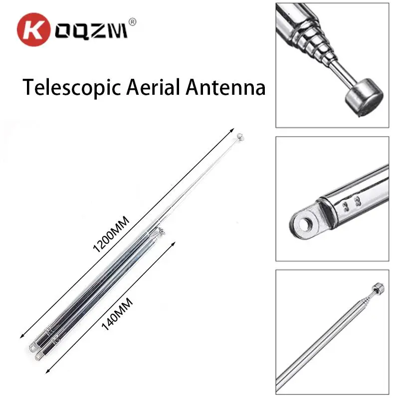 TV 라디오 DAB AM/FM 범용 텔레스코픽 공중 안테나, 10 섹션 교체, 길이 1200mm, 1 개, 신제품