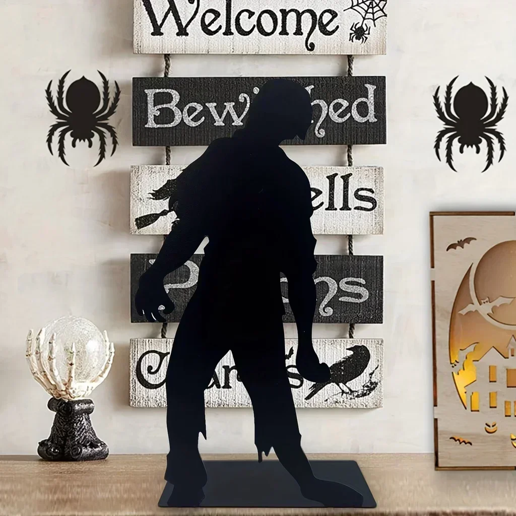 HELLOYOUNG Halloween Desktop Shadow Figure home decor Halloween Decoration Horror Movie Character Zombie Tabletop Figure Garden