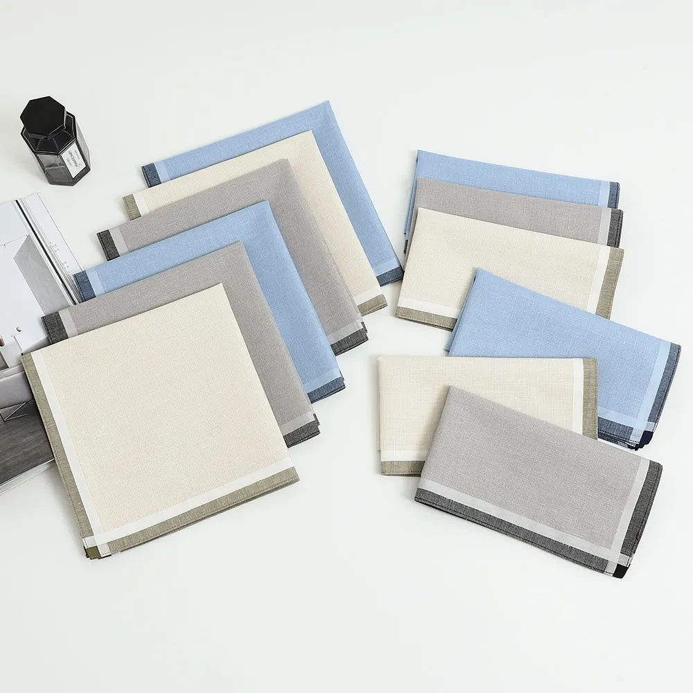 3-Pack of Men's Pure Cotton Handkerchiefs, Yarn-Dyed Cotton Handkerchiefs, Gentleman's Suit Flap Pocket Pants Squares, Groom's Wedding Souvenirs