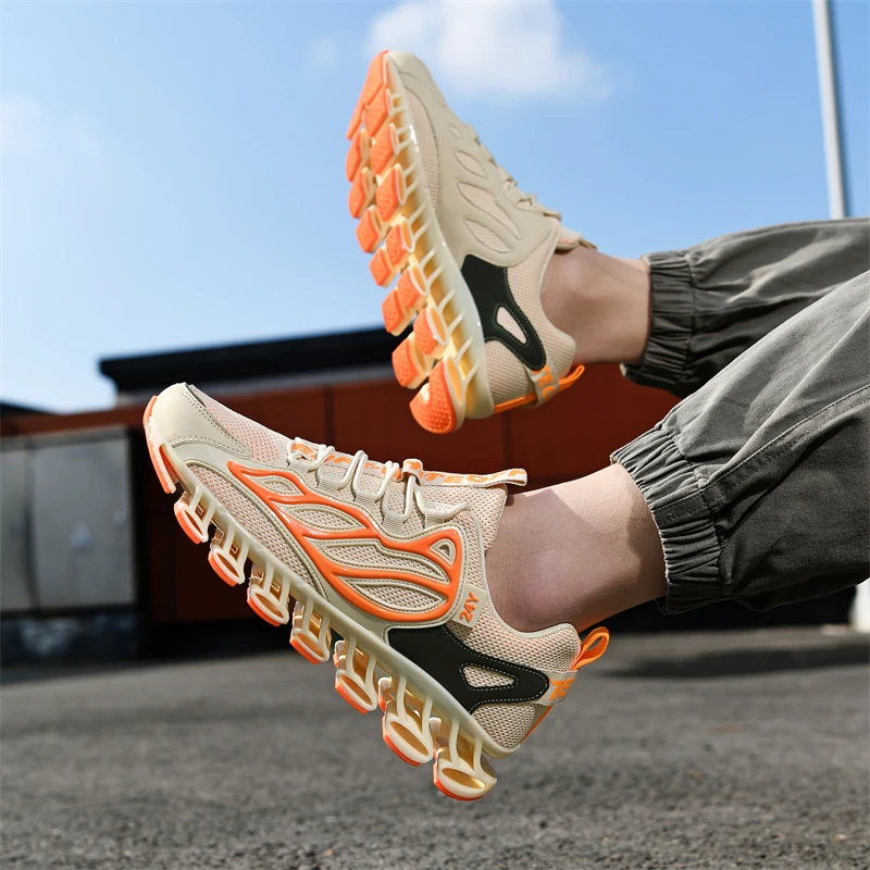 Trendy All-match Men's Blade Running Shoes Reflective Sneakers Jogging Shoes Antiskid Damping Sports Shoes Training Zapatillas