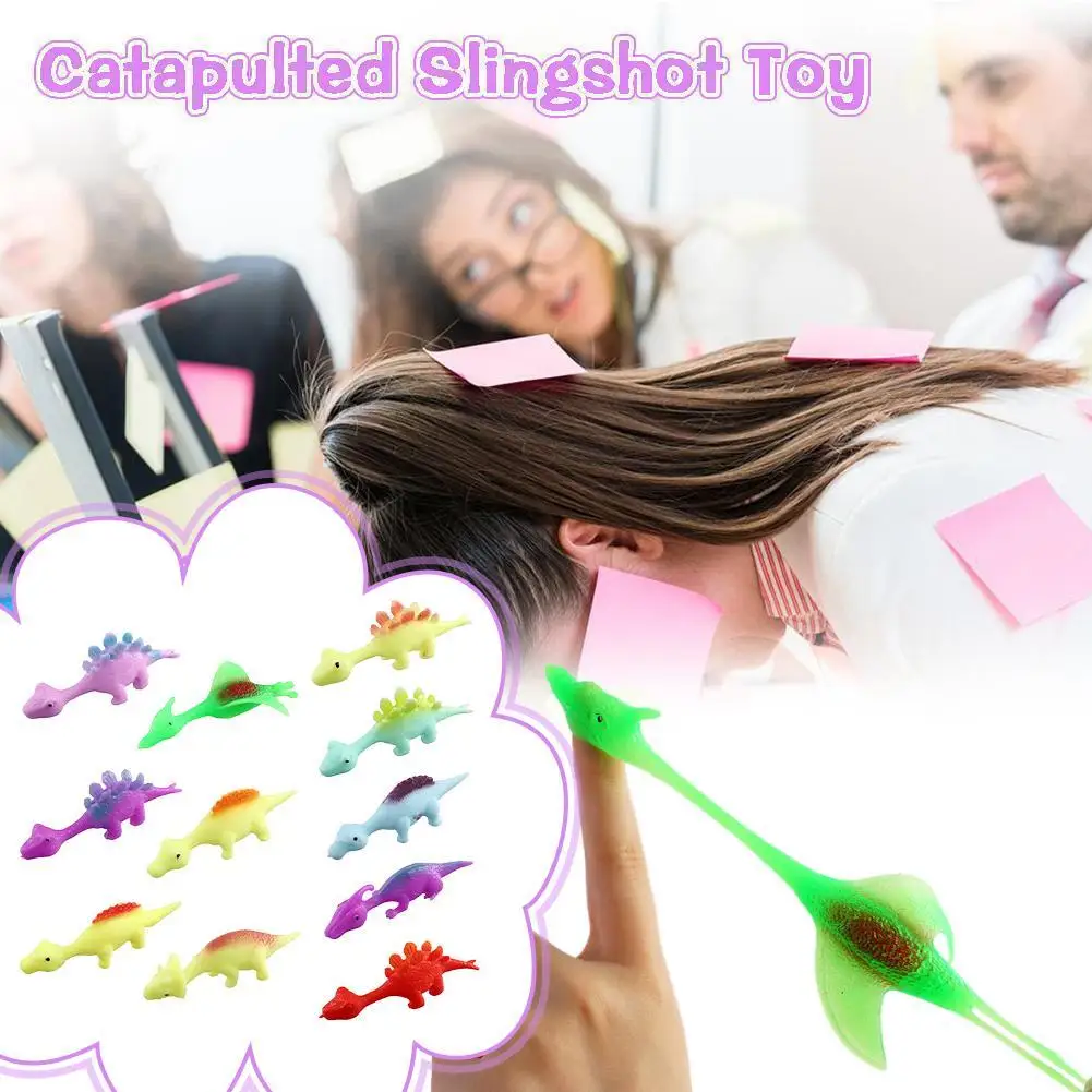 5/25Pcs Catapult Launch Dinosaur Decompression Soft Glue Finger Launch Small Dinosaur Jumping Dinosaur Fun Toy