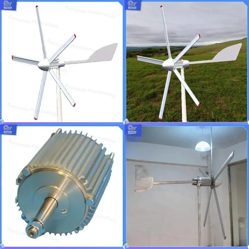 1KW Wind Turbine Generator 24V 120V 3 Phase AC Solar Hybrid System PMA 2.5m Blade Off Grid Power Home Garden Energy
