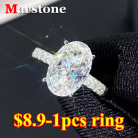1-3CT Moissanite D Color VVS Diamond Women's Oval Radiant Ring S925 Silver Ring Plated White Gold Jewelry Rings for Women