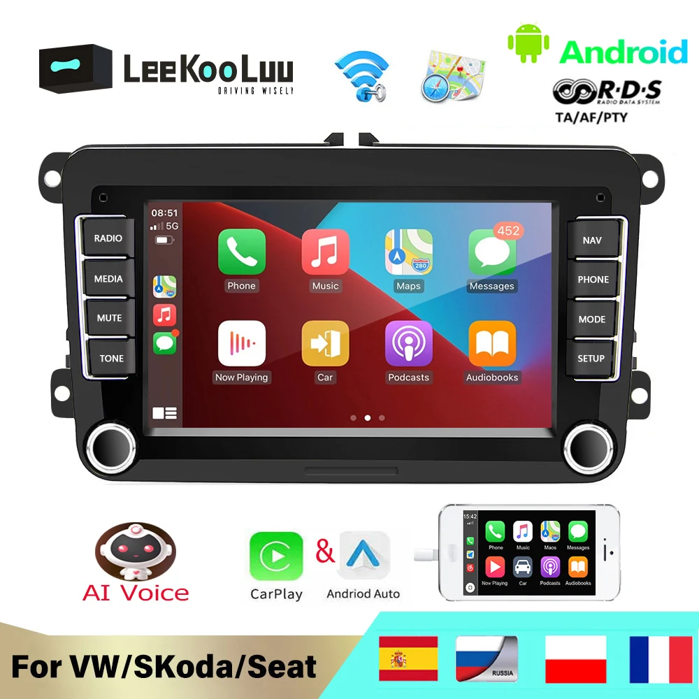 

LeeKooLuu car intelligent system android autoradio 2 Din Car Video Players for Volkswagen VW T5 Polo Golf 5 6 Passat cc b6 b7