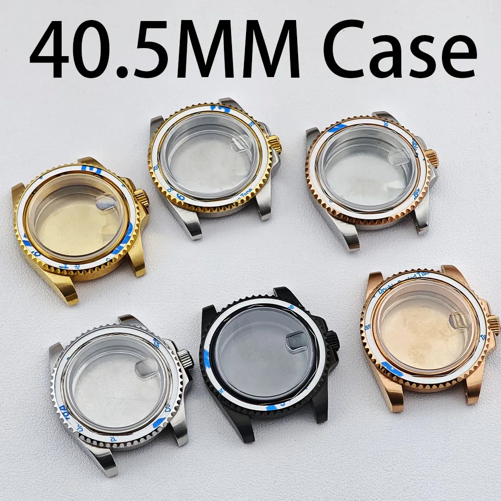 

40.5mm GMT Case Watch Men's Silvery / Black Steel Case FIT NH34 NH35 NH36 Movement Case For Sapphire Glass Watch Box 28.5 Dial