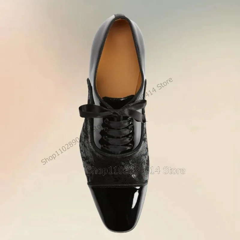 

Black Crack Pattern Patent Leather Square Toe Men Shoes Fashion Lace Up Male Shoes Luxury Handmade Party Office Men Dress Shoes