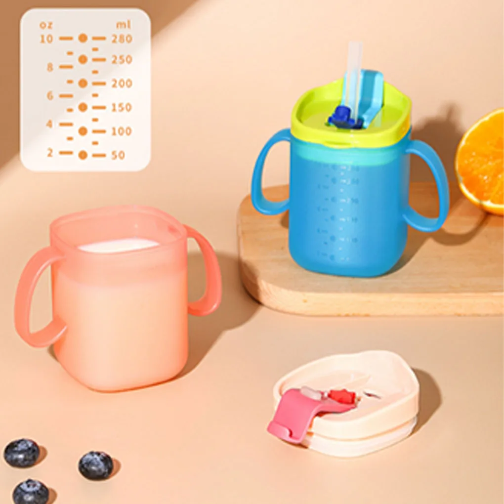 3-in-1 Straw Cup Kids Learning Cup with Lid Open Design Sippy Cup Water Bottle Learning Drinking Cup with Straw Cover