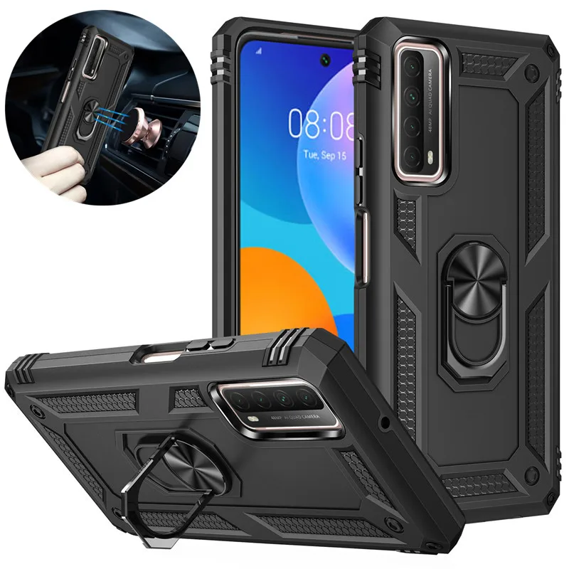 Shockproof Phone Case For Huawei P Smart 2021 2020 Luxury Car Magnetic Ring Armor Back Cover For Psmart Pro 2019 P Smart Z S