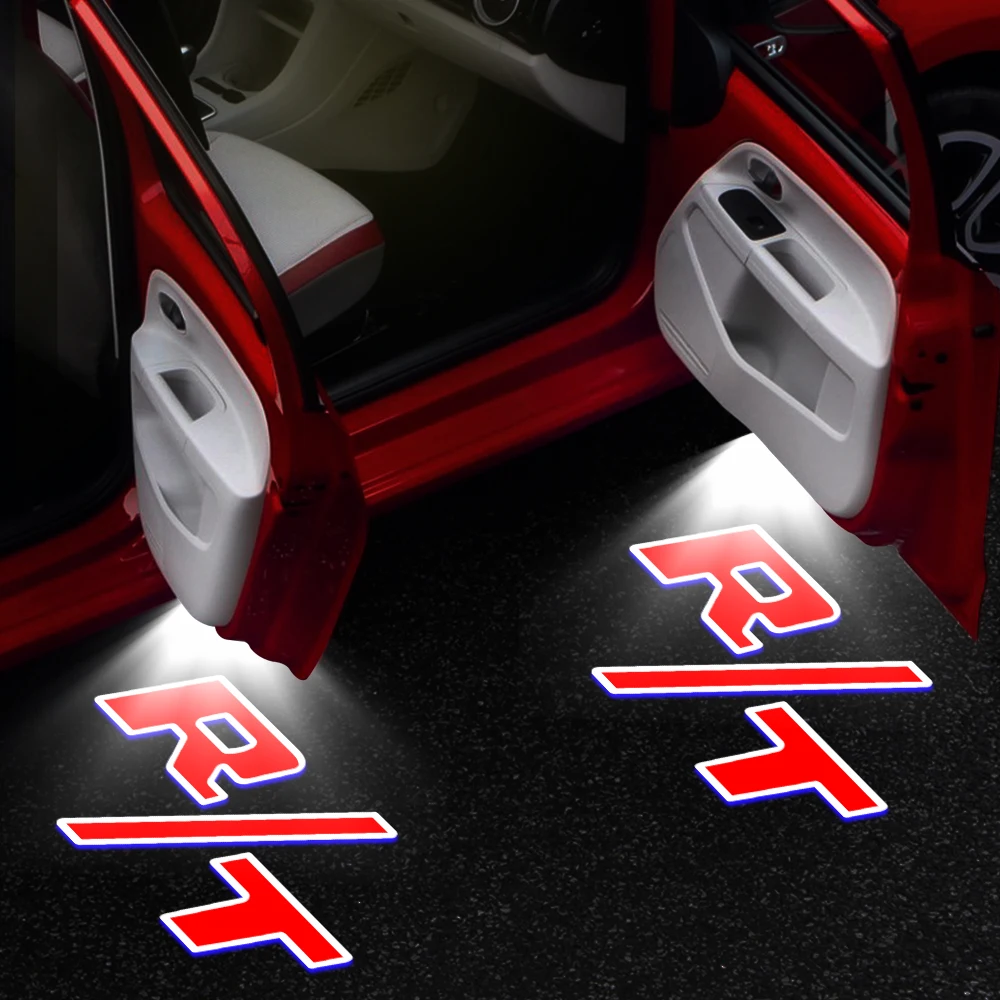 2pcs Logo R/T Car Side Shadow Welcome Courtesy Light For Dodge Journey Caliber Avenger Charger SRT8 392 Dart GT Badge LED Light