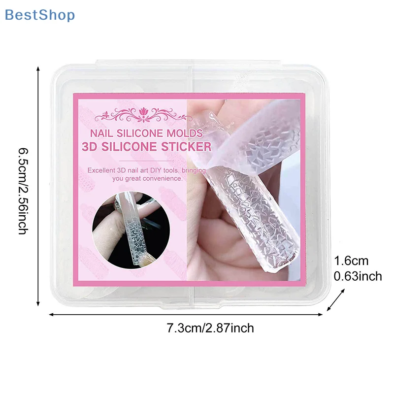 24 قطعة/صندوق ثلاثية الأبعاد الفرنسية مسمار ملصق قابلة لإعادة الاستخدام أشكال مزدوجة مسمار بلورات قوالب السيليكون أشكال لأداة نحت مانيكير سريعة #6