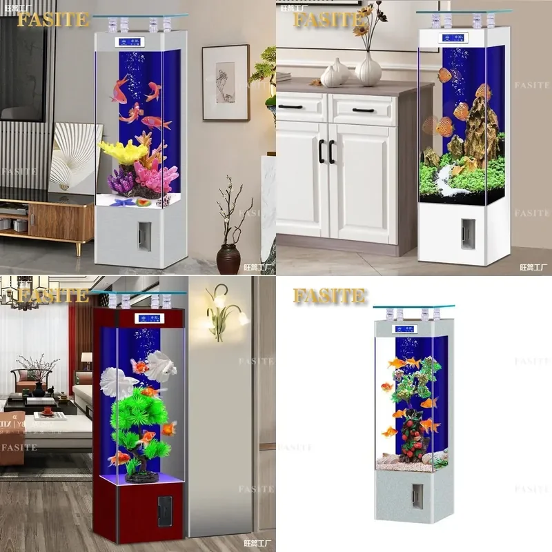 For Household Floor to Ceiling Goldfish Tank Ecological Vertical Aquarium Smart Fish Tank Living Room Small 2024 New Ultra