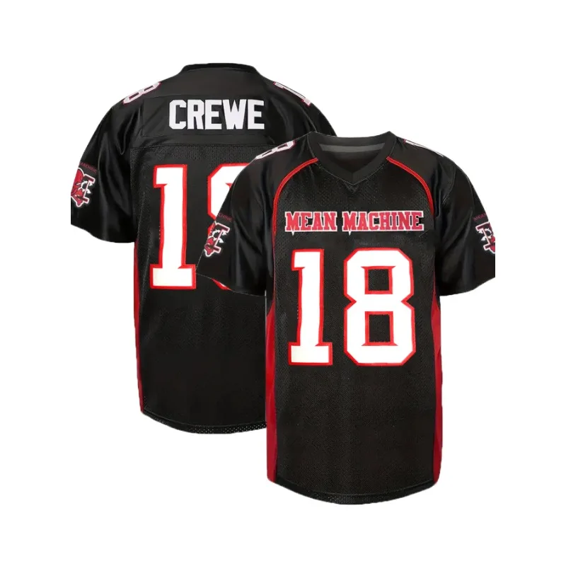 Men's #13#23#X Embroidered American Football Jersey Breathable Rugby T-Shirt MEAN MACHINE CREWE Training Sportswear Men Clothing