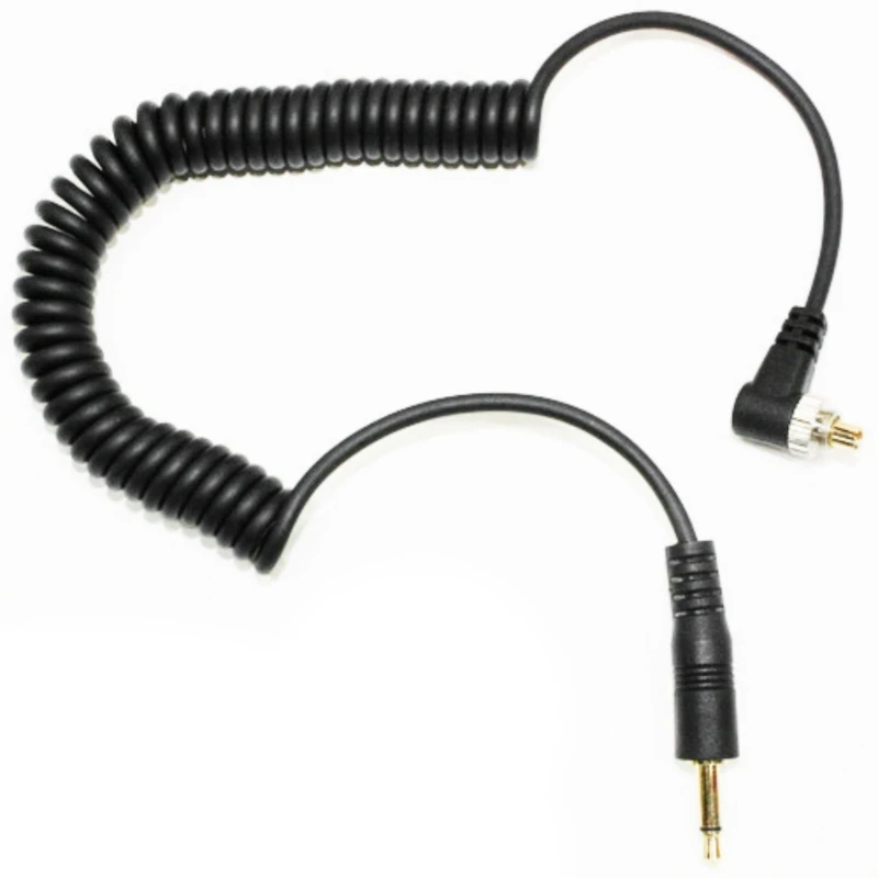 Efficient PC to 3.5mm Male Sync Cord Spring Coiled Connection Cable Wire