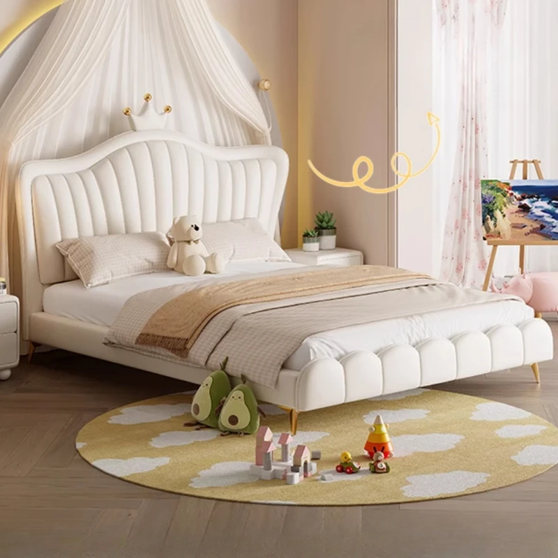 Princess Luxury Childrens Bed Girls White Comferter Loft Queen Bed Kids Modern Cama Infantil Bedroom Set Furniture