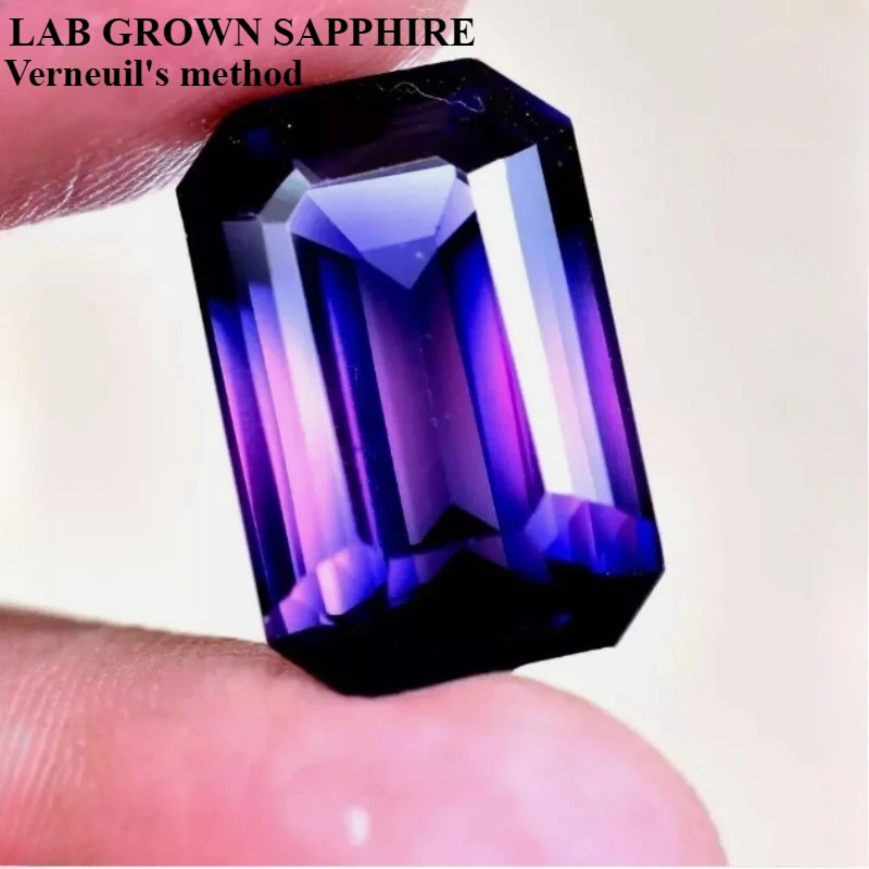 synthetic corundum Verneuil's method simulate EM cut natural  artificial sapphire artificial emerald shape purple blue sapphire