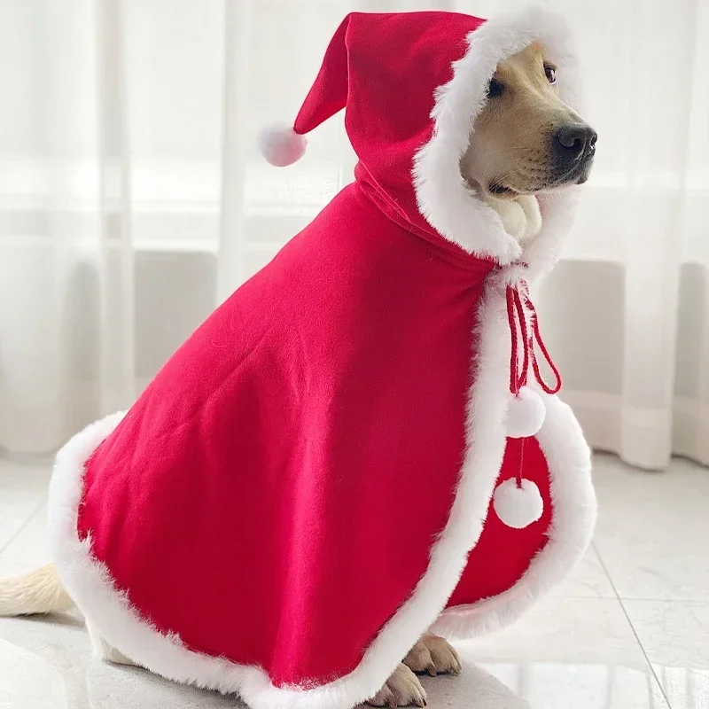 Christmas Dog Costume Winter Big Dog Trench Large Dog Cloak Samoyed husky Labrador Golden Retriever Weimaraner Pet Costume Coat