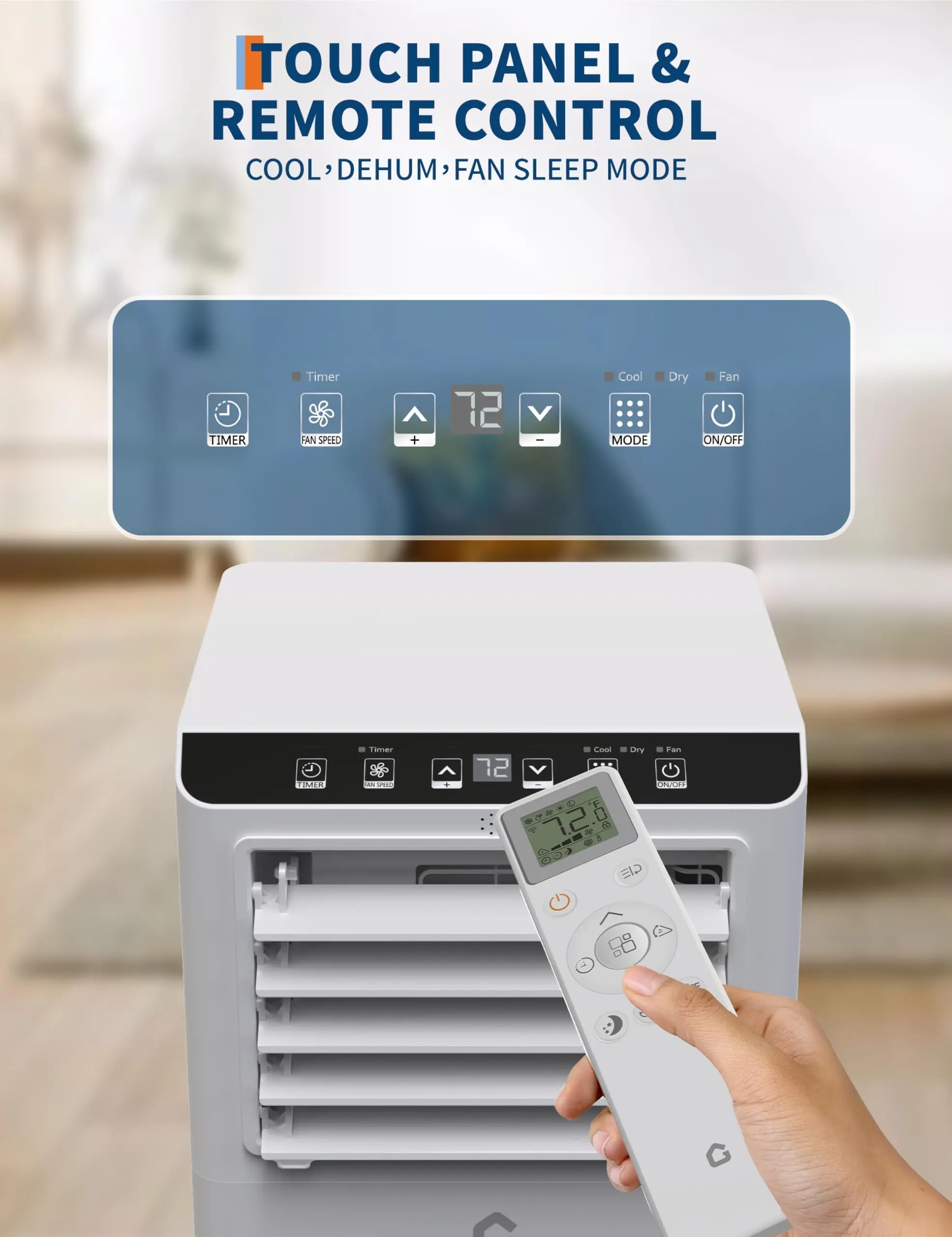 Portable Air Conditioner 8000 BTU ASHRAE Cools Rooms Up To 350 Sq Ft 3 In 1 AC Unit Dehumidifier And Fan Quiet Operation Low To 52 dB Includes Exhaust Hose And Window Kit Easy Mobility
