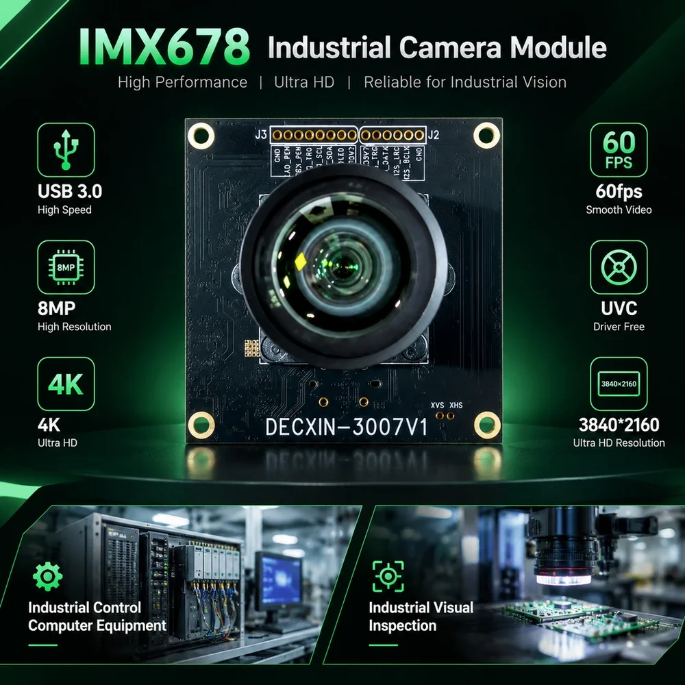 IMX678 Industrial Camera Module with USB3.0 8MP 4K HD 60fps UVC Driver Free 3840*2160 for Industrial Control Computer Equipment