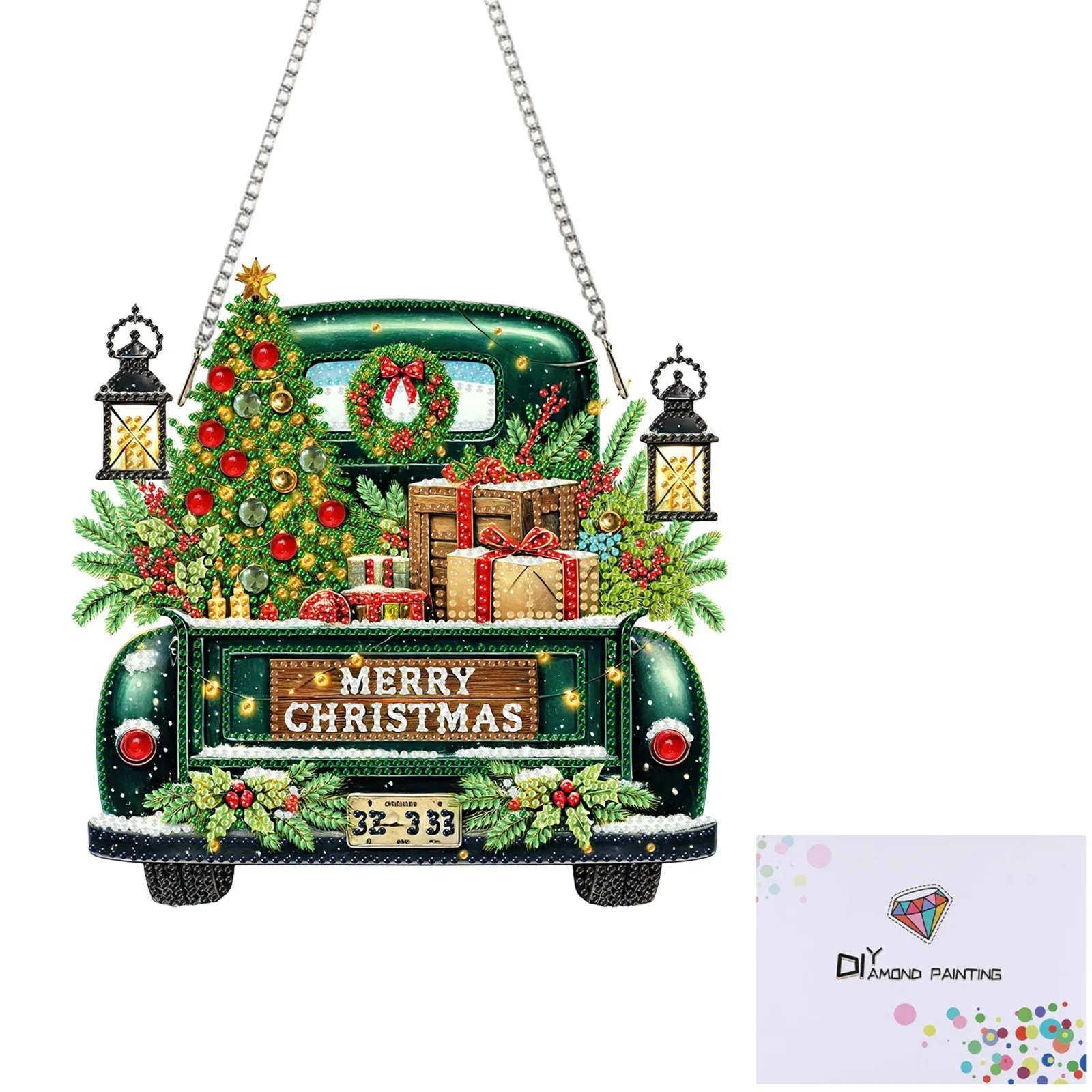 

Рождественский автомобиль, рождественская тема, 2D плоские наборы подвесок для акриловой алмазной живописи «сделай сам»