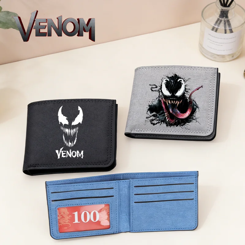 

Venom Wallets Anime Printed Short Folding Purse Creative Money Storage Bag Men Canvas Card Holder Coin Case Boys Birthday Gifts