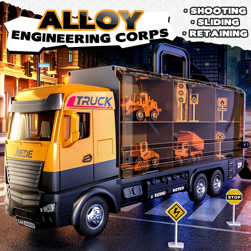 One-wheel roller Construction Toys Truck Storage Die-cast Vehicle Transporter Car Excavator Dump Truck Digger Backhoe Kids Gift