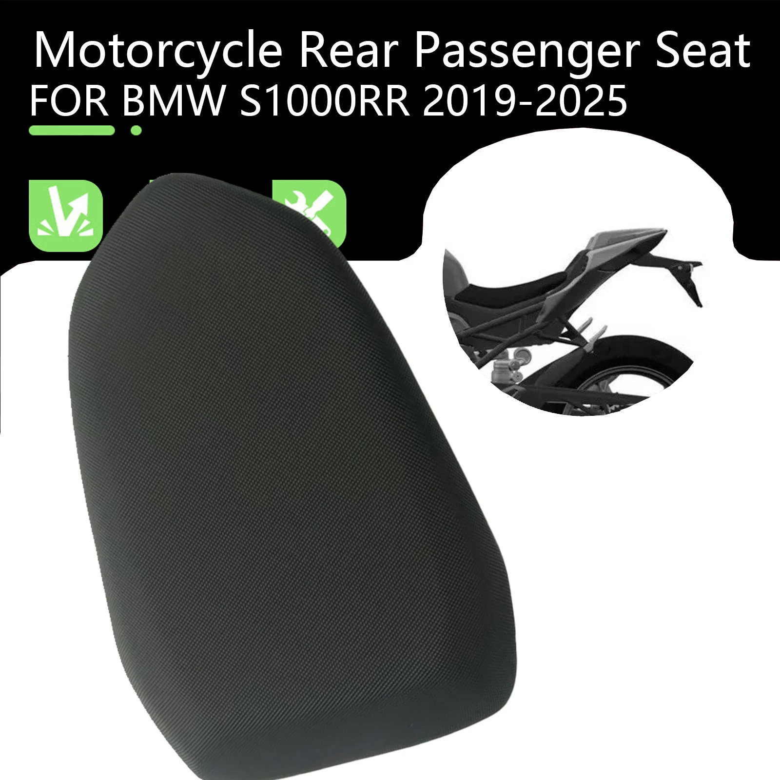 Motorcycle Black Rear Pillion Passenger For BMW S1000RR M1000RR 2019 2020 2021 2022 2023 2024 2025 Rear Seat Cushion