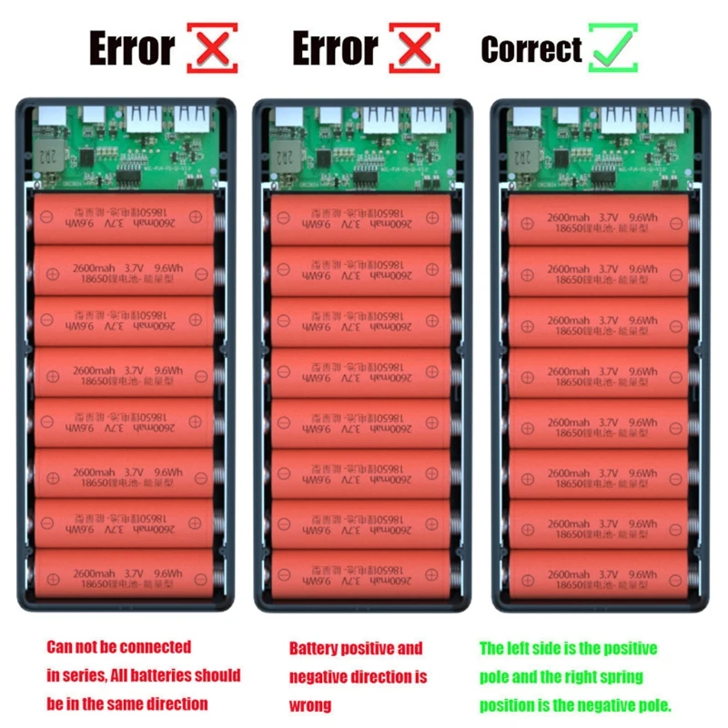 Odłączany wyświetlacz LCD QC3.0 PD DIY 16pcs 18650 obudowa baterii obudowa 5W/10W bezprzewodowe i szybkie etui z funkcją ładowania bez baterii