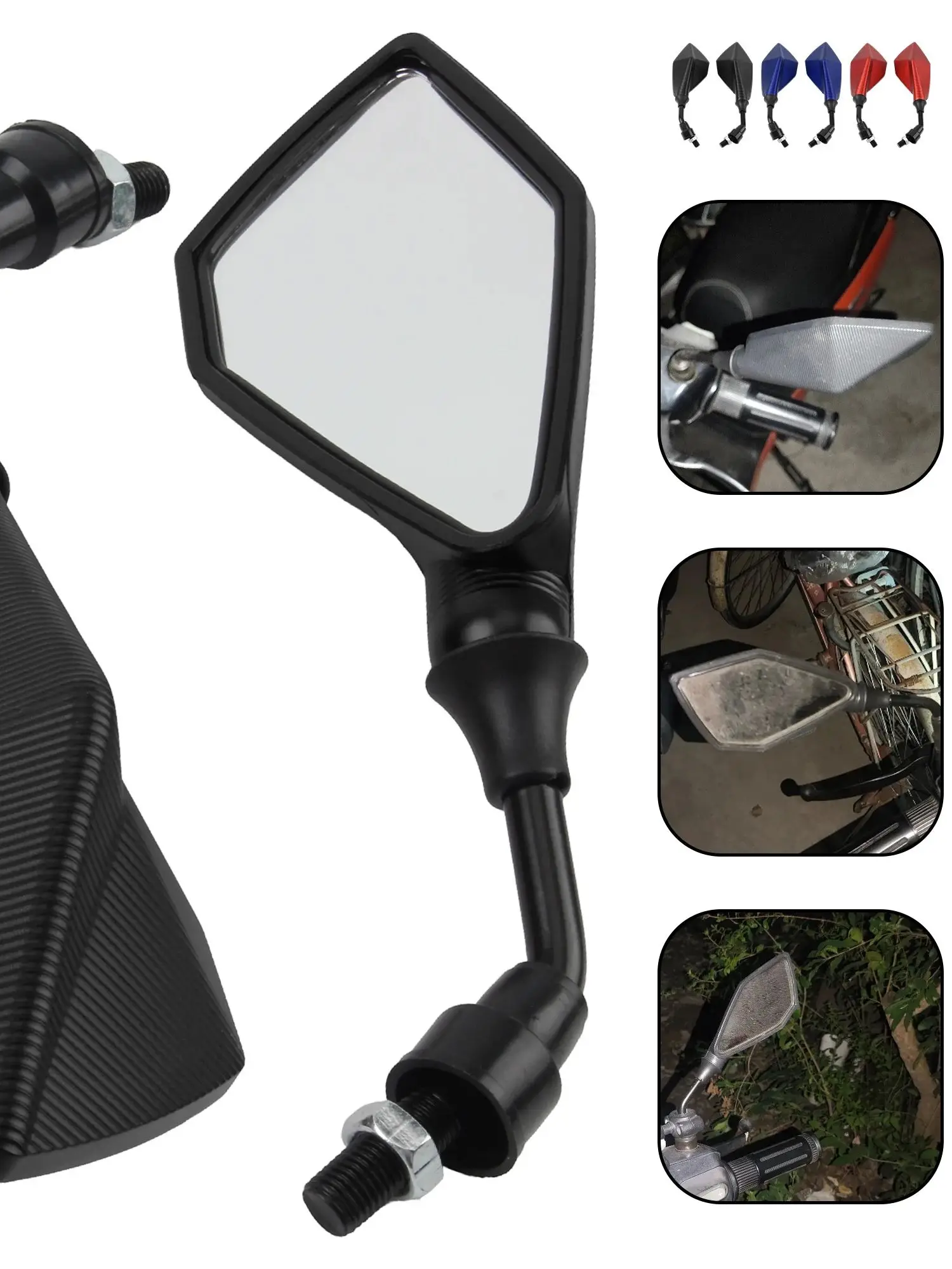 AliExpress PowerMotor 10MM Universal Side Mirrors Motorcycle Mirror Refit for Yamaha Suzuki Honda Kawasaki Dirt Bike Motocross ADV Scooter Accessories